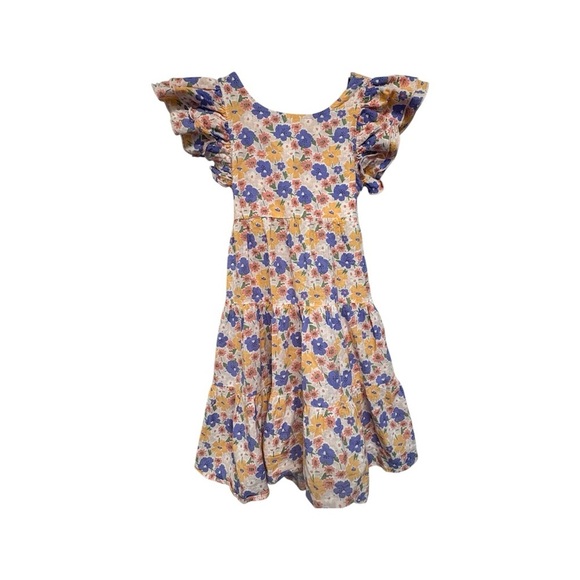 Chico's Other - Chico's Girls Floral Ruffle Sleeve Dress - Blue & Yellow